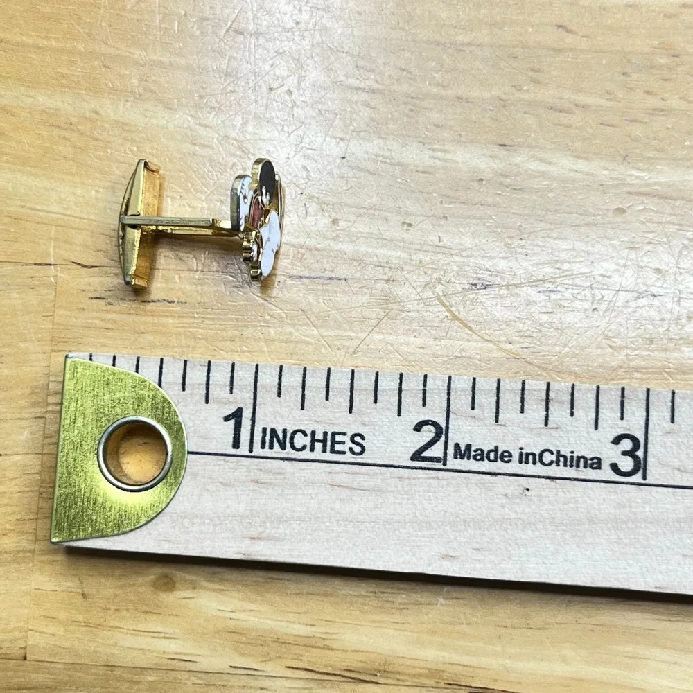 Vintage Snoopy Cufflink Tie Tack Set‎ Enamel Gold Tone Peanuts Character Comic